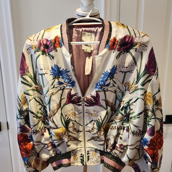 Anthropologie Jackets & Blazers - Elevenses Anthropologie Multicolor Floral Bomber Jacket
